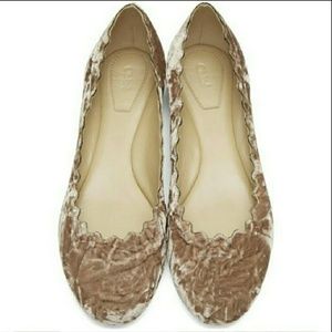 Chloe Pink Velvet Lauren Ballerina Flats size 39